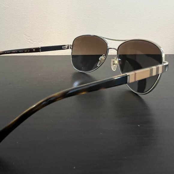 Burberry Accessories - Burberry Check Polarized light gold aviator/pilot sunglasses (Style Be3080)